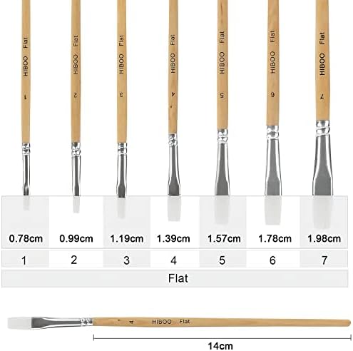 Koogel Paintbrush Set-7 Filbert Art Nylon Artist Painting Flat Brush Natural Wood for Professional Oil Acrylic Watercolor Gouache Painting (White Tip)