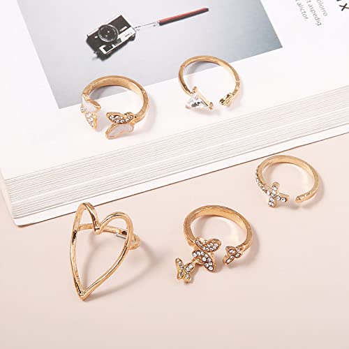 Gold Stackable Rings for Women Gifts Trendy Stuff Simple Star Moon Heart Knuckle Ring Set Boho Cute Stuff Gold Ring Pack Jewelry Birthday Gifts