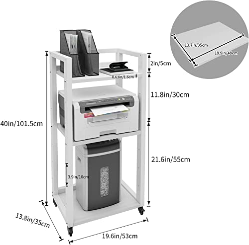 Mueble para impresora con ruedas de 3 niveles y estante de almacenaje para oficina 2