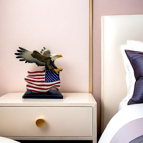 Estatua de Águila Calva con Bandera Americana 7.9x5.9x9 in miniatura 4