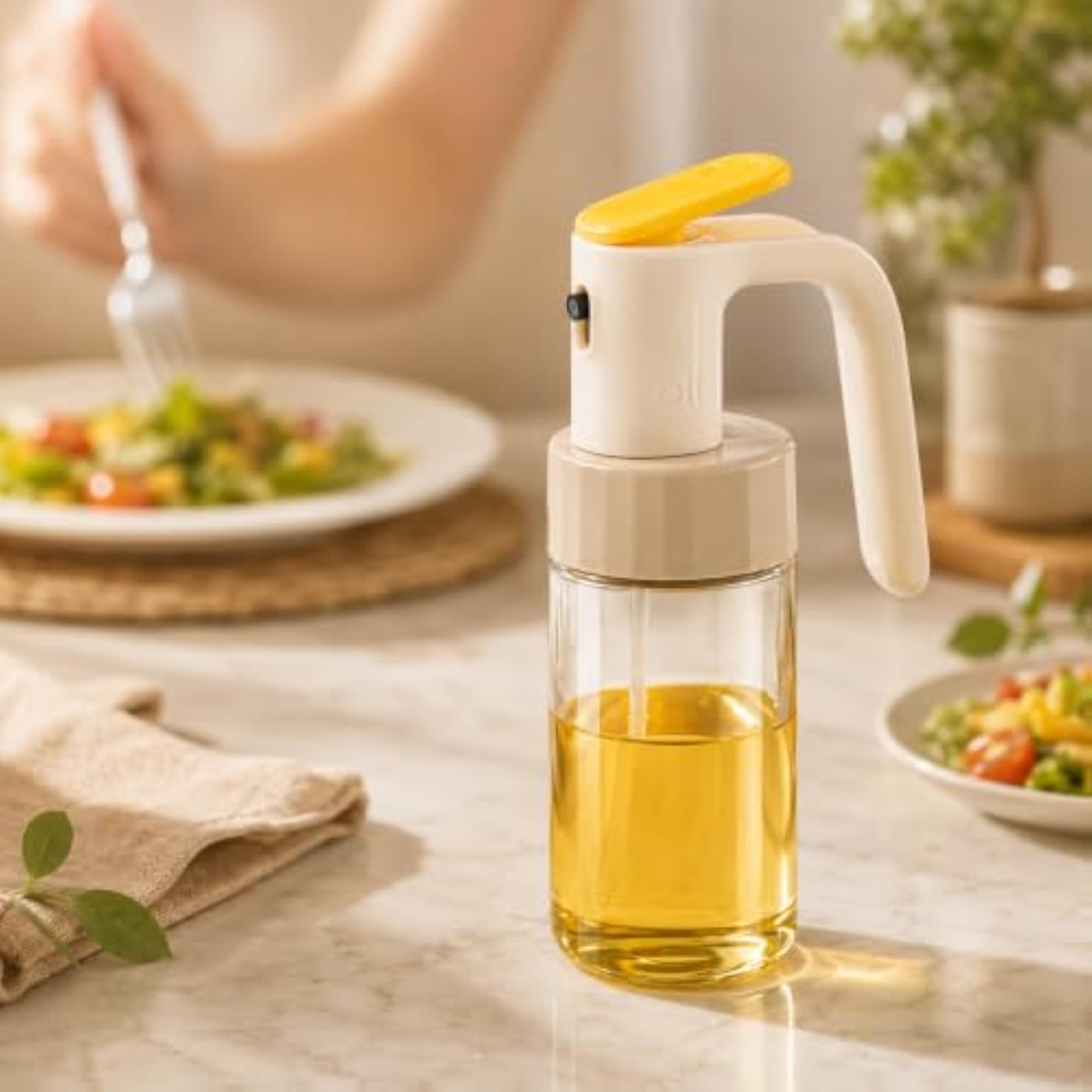 250ml Glass Oil Spray Bottle for Kitchen, Refillable Food Grade Sprayer