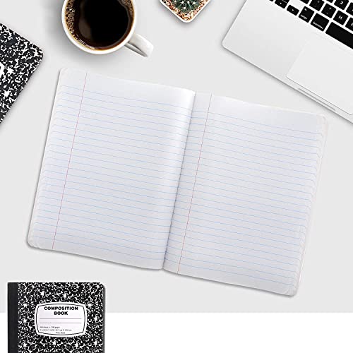 Auksales Composition Notebooks, Wide Ruled Paper, 9-3/4" X 7-1/2", Black Marble Covers, 100 Sheets, Pack Of 3 #TOP6