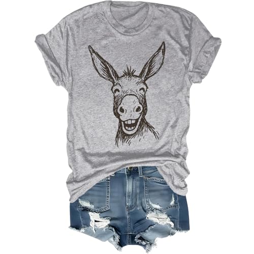 Funny Smiling Donkey Face Shirt Donkey Shirts for Women Man Laughing Face Quirky Farm Farming Tshirt