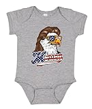 American Bald Eagle Mullet Glasses Americana/American Pride Baby Creeper Boys Girls Infant Bodysuit, Heather Grey, 6M