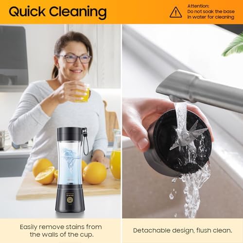 Cordless Mini Blender Make Smoothies & Shakes - Portable Blender with 380ML BPA-Free Travel Cup, USB Rechargeable, Easy to Clean, Suit in Gym/Office — view 6