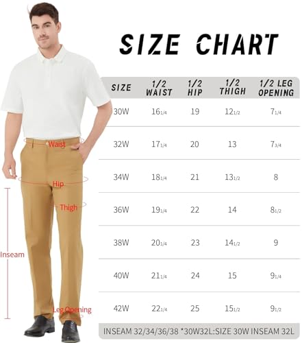 Image of Men's Tall Classic Fit Flex Flat Front Dress Pants Formal Pants for Business & Office