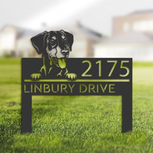 TiTaicor German Pinscher Dog Metal Address Sign House Number German Pinscher Dog Outdoor Decor Stake German Pinscher Sculptures Sign for Park Yard Lawn Courtyard Patio Ranch Farmer Gardening.