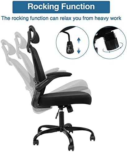 Fullwatt Ergonomic Office Chair with Armrests Computer Desk Chair Mesh High Back with Adjustable Support Soft Foam Seat Cushion Footrest and Headrest