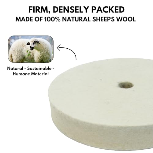 LINE10 Tools 6-inch Hard Felt Buffing Polishing Wheel, Pack of 2, with 1/2-Inch Arbor Drill Adapter, Works with Bench Grinder Polisher Extra Thick Firm Condensed Wool for Metal, Glass, Knife by LINE10 Tools - Image 8