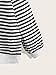WDIRARA Women's Stripe Print Heart Embroidery Plus Size Drop Shoulder Long Sleeve Casual Sweatshirt Black and White 3XL
