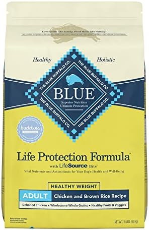 Blue Buffalo Life Protection Formula Natural Adult Healthy Weight Dry Dog Food, Chicken and Brown Rice 15-lb
