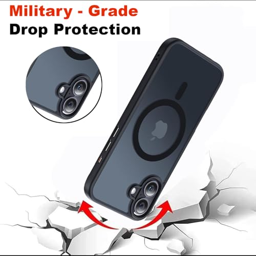 Image of amazon basics Mobile Cover for Apple iPhone 16 (Silicon Crystal Clear Slim PC & TPU, Soft & Shockproof Back Case, Magnetic Case), Black