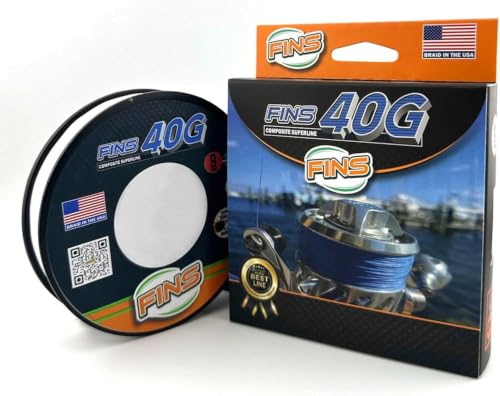 FINS 40G Braided Fishing Line, USA Made Saltwater and Freshwater Braid