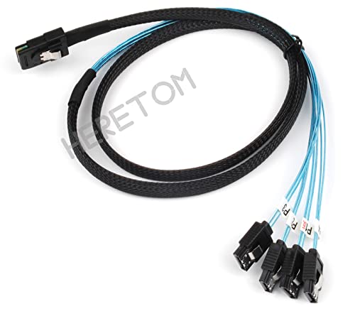 Cable Mini SAS 36P SFF 8087 a 4 SATA 7P Reverso 1M miniatura 4