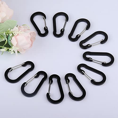 D Karabiner Mini Karabinerhaken Aluminium Klein Carabiner für Camping/Angeln/Wandern (Schwarz)