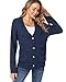 Fuinloth Women's Cardigan Sweater, Oversized Chunky Knit Button Closure with Pockets Navy Blue Small