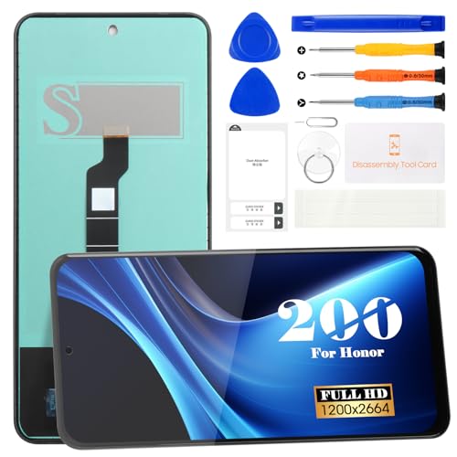  Schermo TFT di ricambio per Honor 200 LCD Display ELI-AN00, ELI-NX9, kit di riparazione per touch screen (nero, senza cornice)