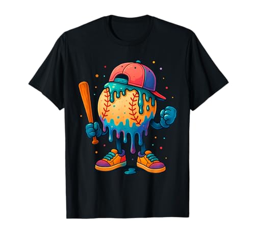 Baseball Drip Ice Cream Drip Sport Player Kids Youth Boys T-Shirt