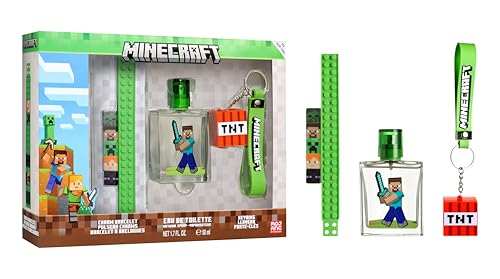 Minecraft Coffret EDT 50 ml avec bracelet et porte-clés pour fan
