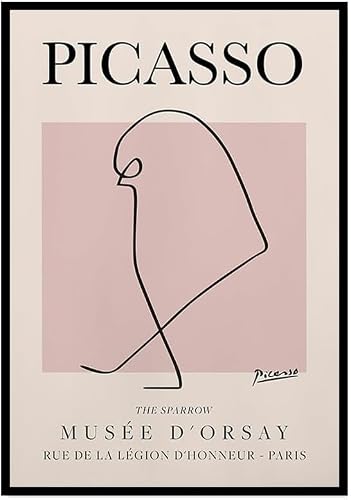 Waeta Rnvzx Pink Wall Art Prints Abstract Line Drawing Canvas Art Picasso Poster 40x60cm