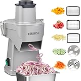 TERUISI 4-in-1 Electric Vegetable Chopper, 200W Commercial Vegetable Slicer Food Processor, Veggie Food Cutter with Slicing Shredding Dicing and Striping Function for Commercial Home Use