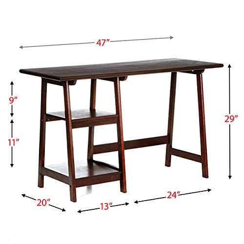 Sei Furniture Langston Spacious A Frame 2 Fixed Shelves Desk, Espresso #TOP5