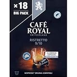 Café Royal Café Royal ristretto N°9. Capsules compatibles avec le syst ème Nespresso. Intenses notes torréfiées, 100% arabica. - Le paquet de 18 capsules, 95g