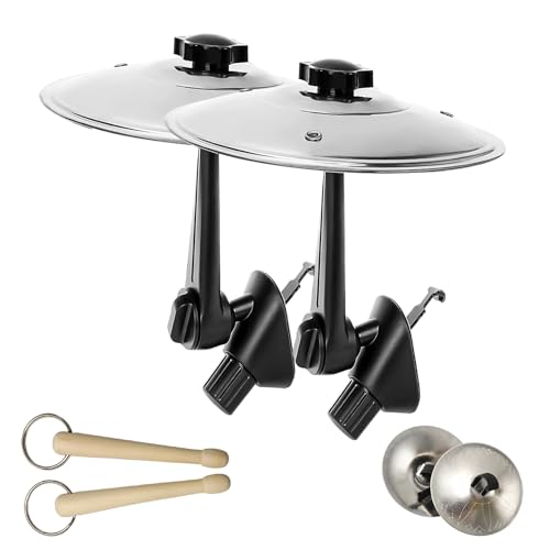 Goiicoln 2 Pack Car Cymbal Air Vent, Car Drum Cymbal Air Vent Set with Mini Drum Stick, Musical Instruments Crash-Ride for Most Vehicles, Silver Belly Dance Finger Cymbals for Music Lovers Chrismas