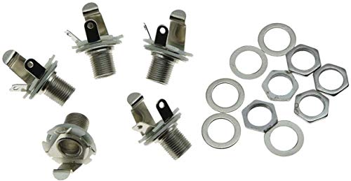 Dopro 10pcs 6.35mm (1/4") Metric Thread Female Mono Jack Socket with Nut and Washer for Electric Guitar Bass