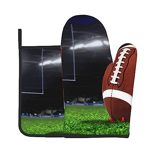 Guanti da forno e presine da calcio americano Set di guanti da forno resistenti al calore e presina guanti da forno da cucina per cottura barbecue grigliare guanti da forno