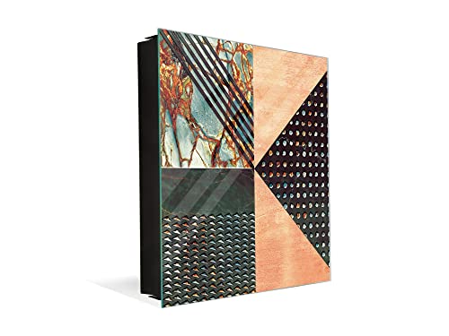 Concept Crystal 50 Keys Cabinet with Decorative Front Panel and Glass White Board KN06: Textures and Tiles 2 Series