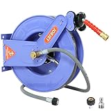 JOEJET Retractable Pressure Washer Hose Reel, 3/8' x 50 FT Power Washer Hose Reel with Hose, Wall/Floor...