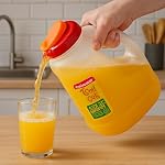 Pitchers For Drinks With Spout Lid, Plastic Pitcher For Fridge For Homemade Juice Drinks, Water, Tea - Easy To Store and Pour - 1 Gallon Jug Water Pitcher With Lid - BPA Free - 4 Quarts
