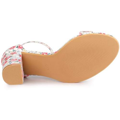 Image of Allegra K Women's Floral Print Open Toe Block High Heels Summer Sandals