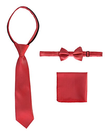Image of Gioberti Boy's Long Sleeve Dress Shirt + Solid Tie, Bow Tie, and Hanky