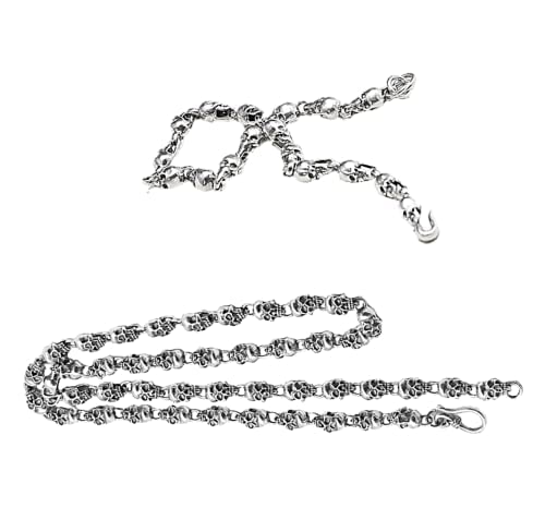 YANYUESHOP Srebrna bransoletka i naszyjnik z czaszką ~ 100% srebro wysokiej próby 925 ~ naszyjnik dla kobiet i mężczyzn ~ 16 cm długości,