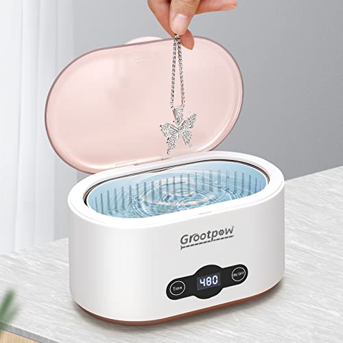 Ultrasonic Jewelry Cleaner 650Ml, 45Khz Portable Household Ultrasonic Cleaning Machine With Removable Power Cord & Digital Timer, Silver Jewelry Cleaner For Eyeglasses, Watches, Rings, Coins, Denture #TOP1