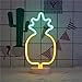 ENUOLI Pineapple Neon Signs Warm White LED Neon Light Sign with Holder Base Indoor Decor Battery Operated Lights for Home Party Birthday Bedroom Bedside Table Decoration Children Kids Gifts