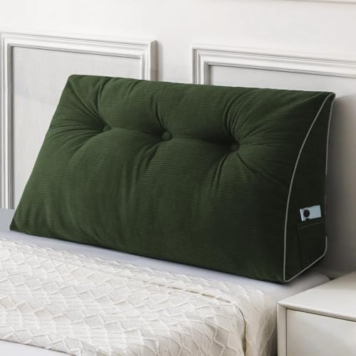 Sasttie Headboard Pillow Twin/Twin XL, Wedge Pillow Headboard, Olive Green