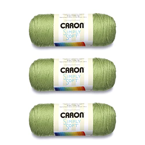 Caron Simply Soft Pistachio Yarn - 3 Pack of 170g/6oz - Acrylic - 4 Medium (Worsted) - 315 Yards - Knitting/Crochet by Caron - Used condition - US$15.65
