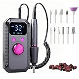 Fresa per Unghie Professionale 40000 RPM Portatile Ricaricabile Lima per Unghie Elettrica Velocità Regolabile Manicure Set Trapano Elettrico con Display a LED per Saloni di Unghie DIY,Grigio Scuro