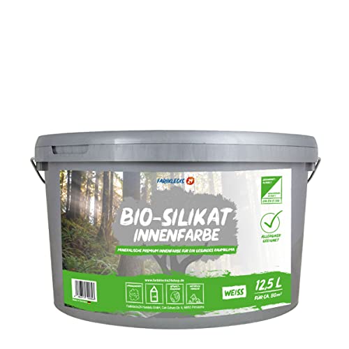 Farbklecks24 Bio-Silikat Innenfarbe 12,5L weiss, Wandfarbe, Silikatfarbe innen, für Allergiker empfohlen