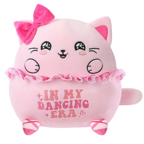 Cat Plush Ballet Dancer Gift - Pink Cat Stuffed Animal Soft Dance Toy Ballerina Doll Girl Birthday Gift with Strap Ballet Shoes Idea Dance-theme In My Dance Era for Girl Ballerina Children 10 Inch