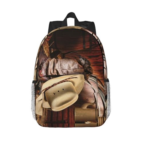 Sac à dos de randonnée imprimé cowboy noir idéal pour l'université et le sport