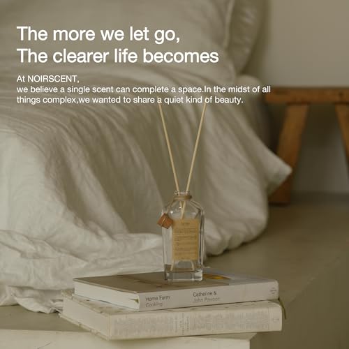 NOIRSCENT Reed Diffuser Suite Linen – Luxury Aroma Diffuser for Home, Bathroom Decor, Bedroom Essentials, Cozy Home Aesthetic, Housewarming Gift, Living Room & Coffee Table Decor - Thumbnail 2