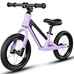 H.yeed 12 Inch Kids Balance Bike for Boys Girls, Lightweight No Pedal Training Bicycle with PU Tires and Magnesium Alloy Frame, Height-adjustable Toddlers Balance Bike age 2,3,4,5,6 (Purple)