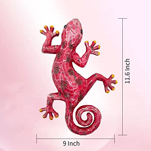 Seefun Resin Gecko Wall Decor Outdoor Garden Lizard Art Hanging Glass Sculpture Decorations For Bedroom, Living Room, Pario Or Fence #TOP2