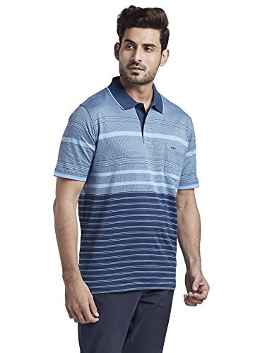 Image of Colorplus Men's Pure Cotton Jacquard Pattern Classic Fit Polo Neck Half Sleeve Casual T-Shirt