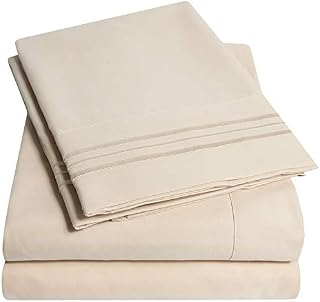 1500 Supreme Collection Extra Soft California King Sheets Set, Beige - Luxury Bed