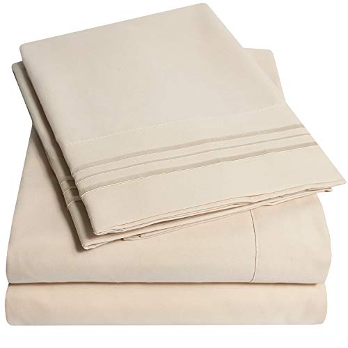 1500 Supreme Collection Extra Deep Pocket Sheets Set - Luxury Soft Bed Sheets, Wrinkle Free, Bedding, Over 40 Colors, 21 inch Extra Deep Pocket, King, Beige by Sweet Home Collection - Used condition - US$29.32
